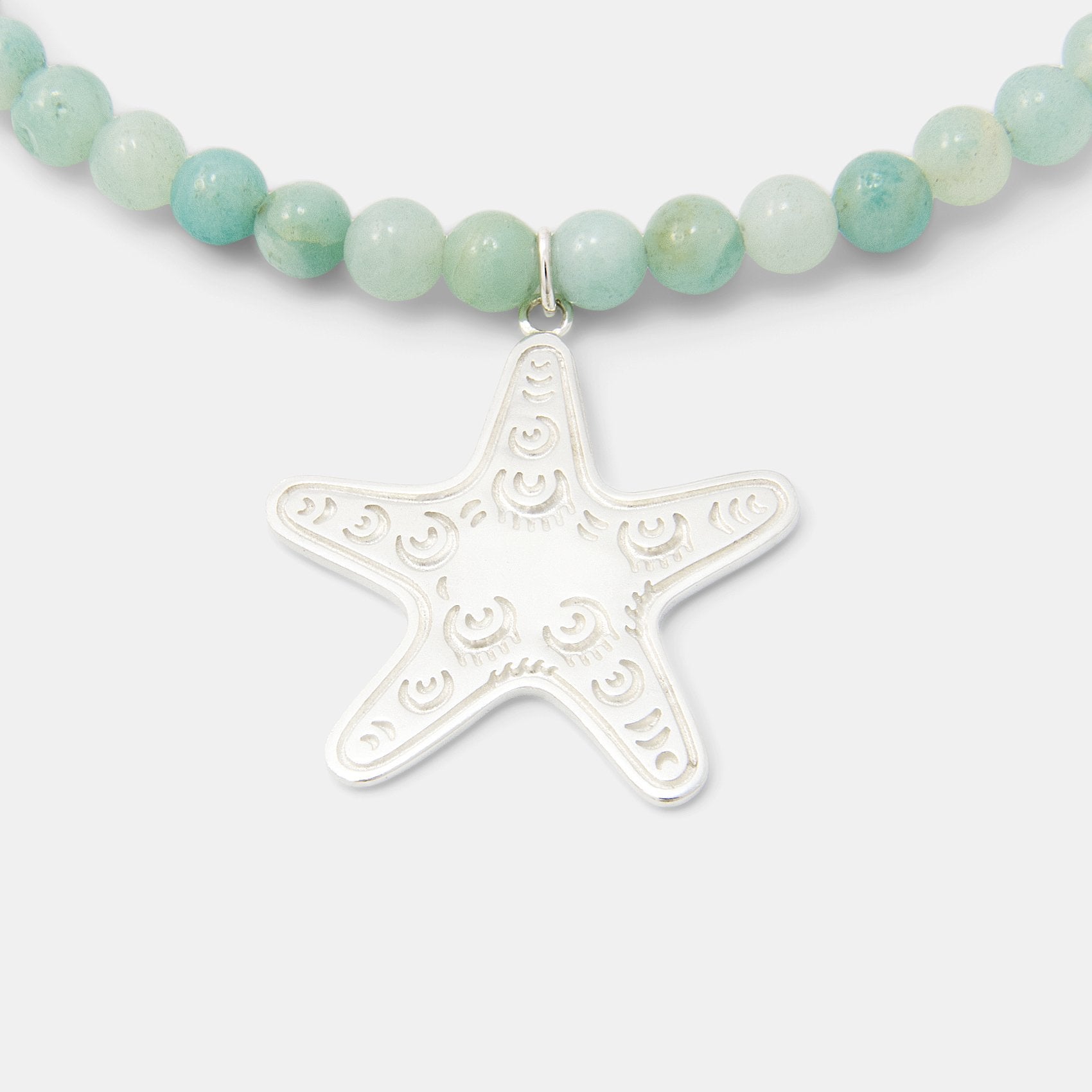 Starfish pendant on amazonite beaded necklace - Simone Walsh Jewellery Australia