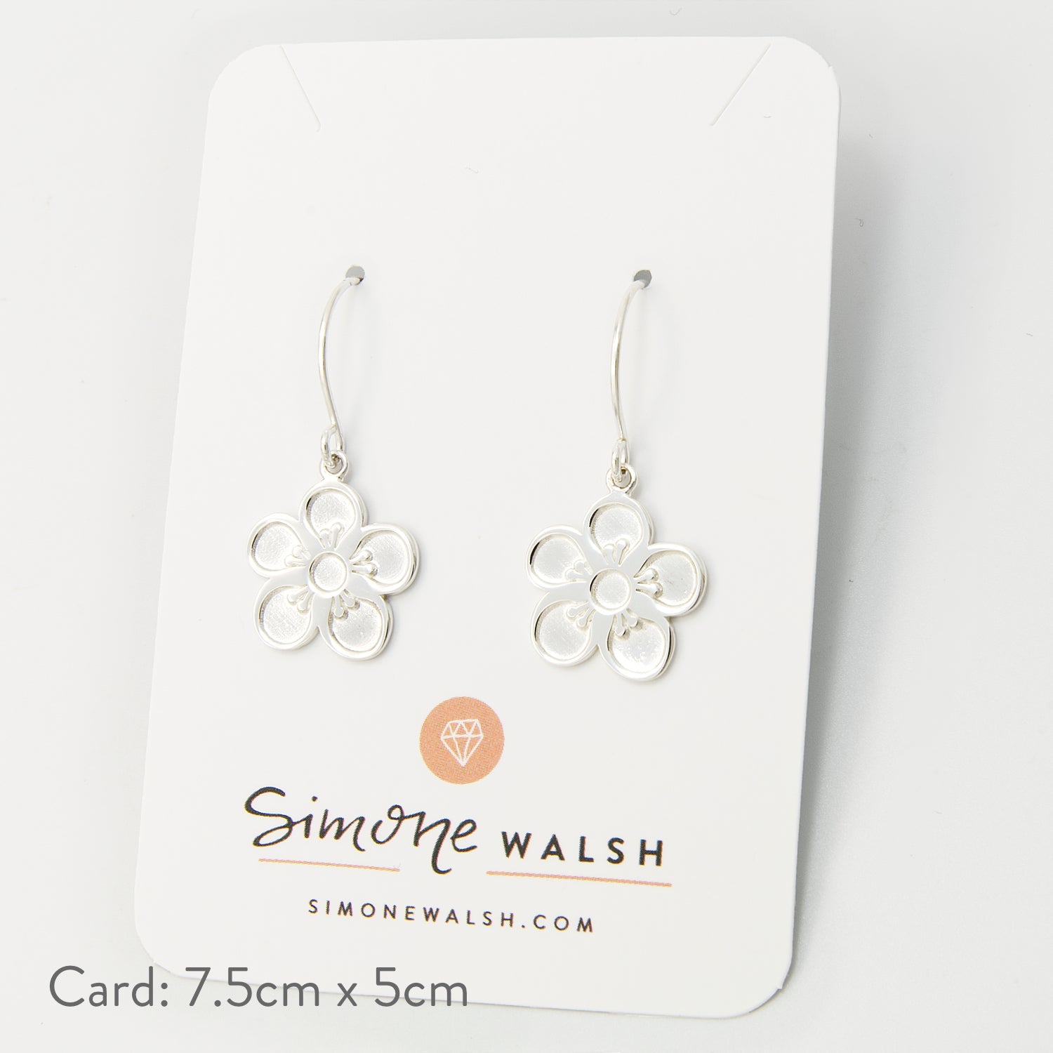 Tea Tree Flower Silver Drop Earrings - Simone Walsh Jewellery Australia