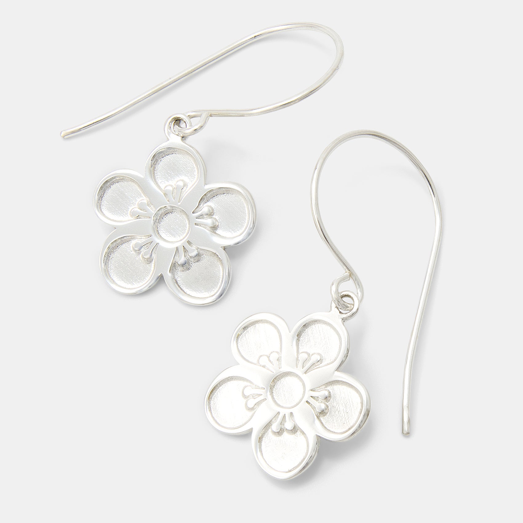 Tea Tree Flower Silver Drop Earrings - Simone Walsh Jewellery Australia