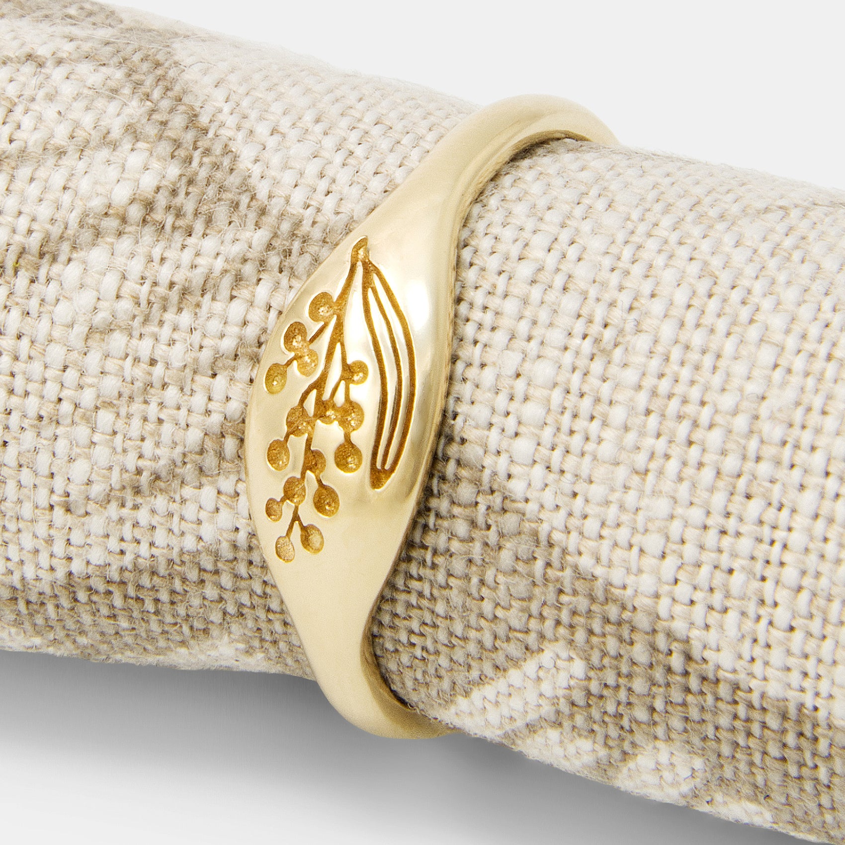 Wattle Solid Gold Signet Ring - Simone Walsh Jewellery Australia